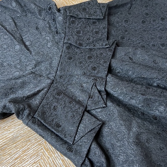 ROBERT RODRIGUEZ Black V-Neck Embroidery Print Silk Peplum Dress 0 - Picture 5 of 7